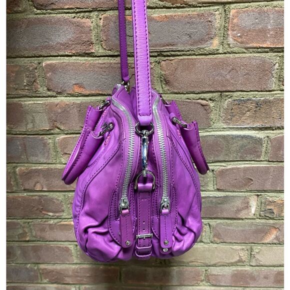 TOD’S Authentic Purple Double Zipper Leather Crossbody Shoulder Bag - Picture 8 of 11